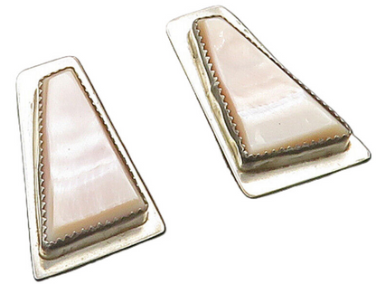 P. LEE NAVAJO 925 Silver  Vintage Pink Mother Of Pearl Drop Earrings  EG8310