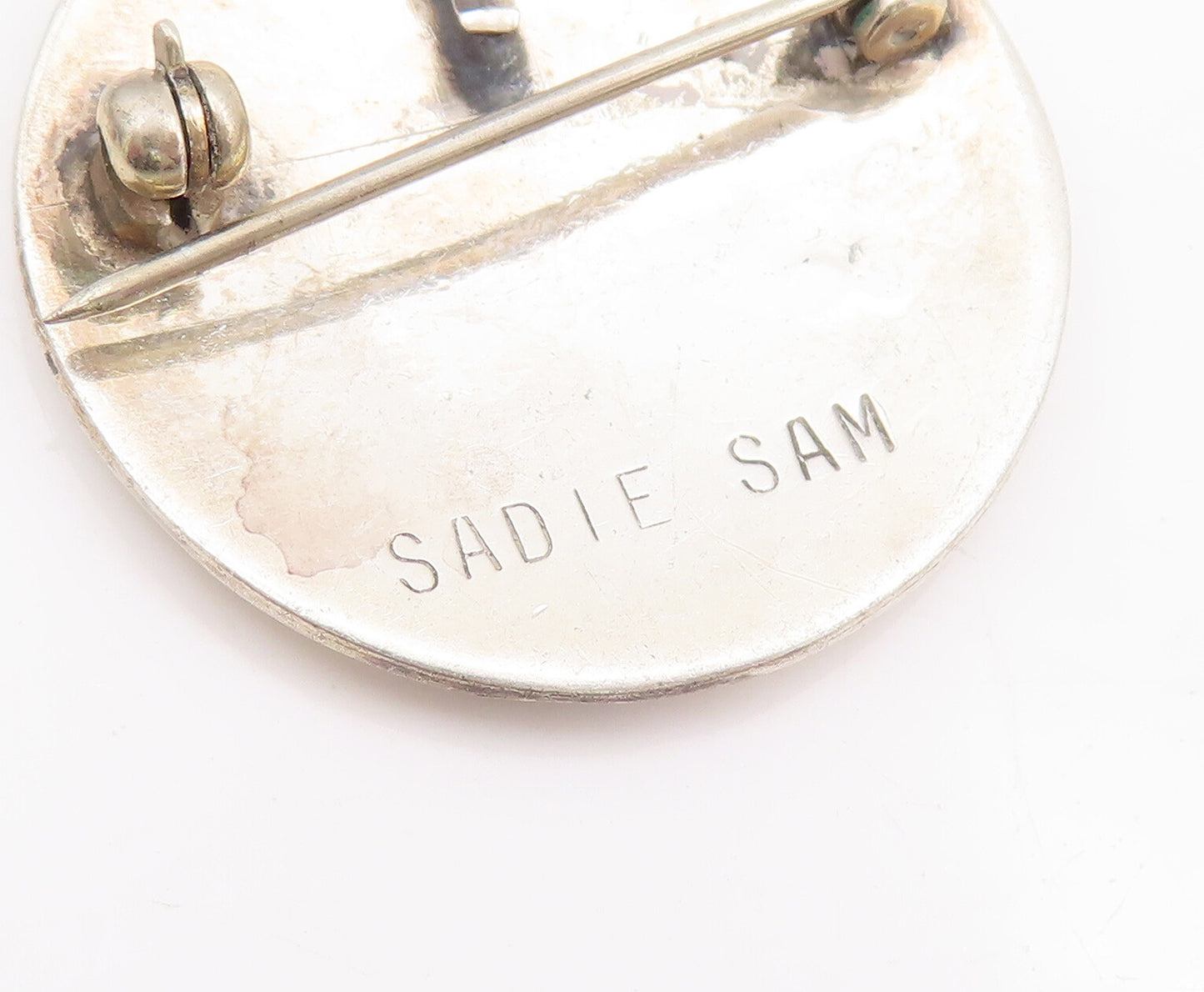 925 Sterling Silver Vintage Brooch Pin SADIE SAM NAVAJO Carved Tall Man  BP10964