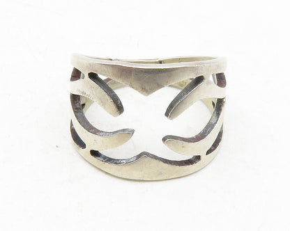 MEXICO 925 Sterling Silver  Vintage Shiny Cutout Design Band Ring Sz 7 RG12168