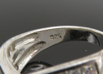 925 Sterling Silver  Vintage Shiny Cubic Zirconia Band Ring Sz 6  RG22596