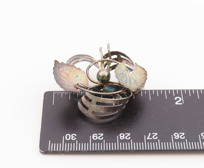 925 Sterling Silver Vintage Brooch Pin Classic Ribbon & Textured Leaf  BP12600