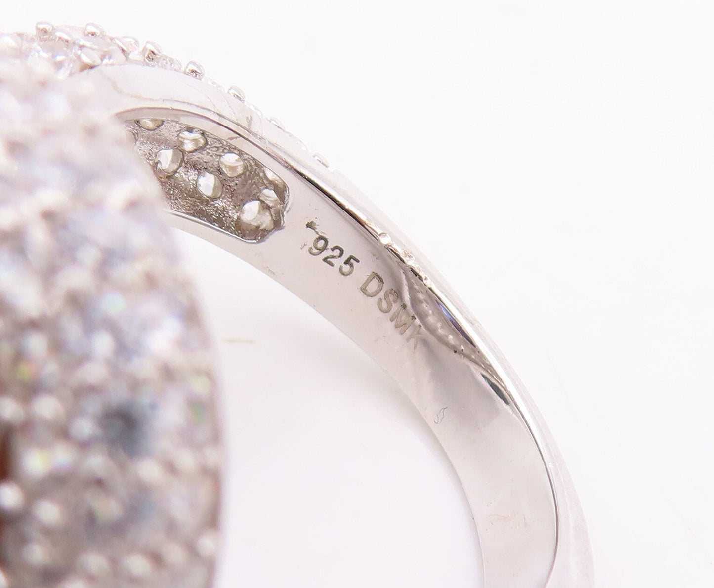 925 Sterling Silver Vintage Ring Oval Cut Sapphire Halo Topaz  Sz 7.5  RG29905