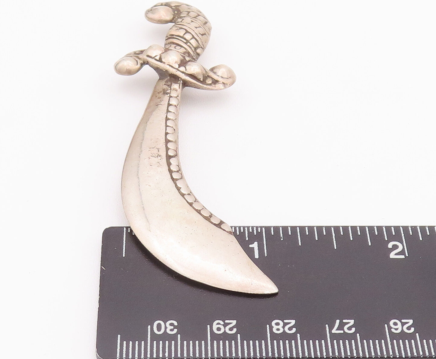 925 Sterling Silver Vintage Brooch Pin Antique Solid Carved Sward  BP10761
