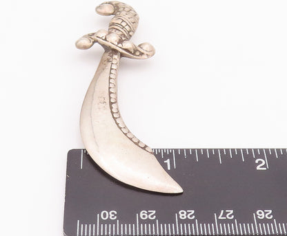 925 Sterling Silver Vintage Brooch Pin Antique Solid Carved Sward  BP10761