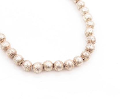 925 Sterling Silver Vintage Necklace Chunky Dotted Spherical Bead Chain  NE4679