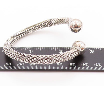 925 Sterling Silver Vintage Bracelet Modernist Beaded Cuff Band  BT11215
