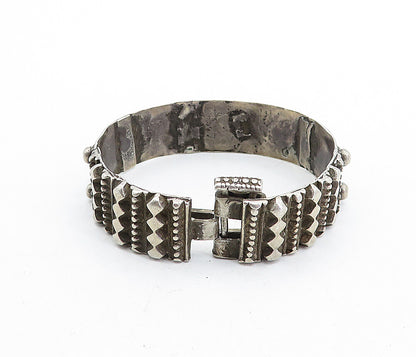 925 Sterling Silver Vintage Antique Dark Tone Floral Bangle Bracelet BT1567