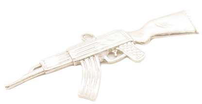 925 Sterling Silver Vintage Pendant Solid 3D Carved AK 47  PT23663