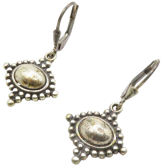 CAROLYN POLLACK 925 Silver  Vintage Petite Bubble Dome Dangle Earrings  EG6817