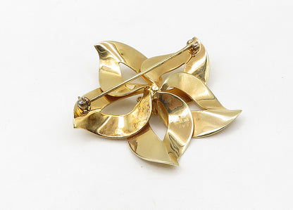 PIER 925 Sterling Silver  Vintage Shiny Gold Plated Flower Brooch Pin  BP8438