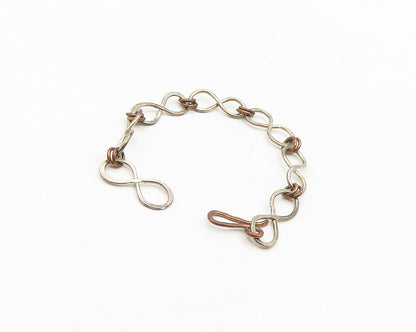 925 Sterling Silver  Vintage Two Tone Infinity Twist Chain Bracelet  BT7435