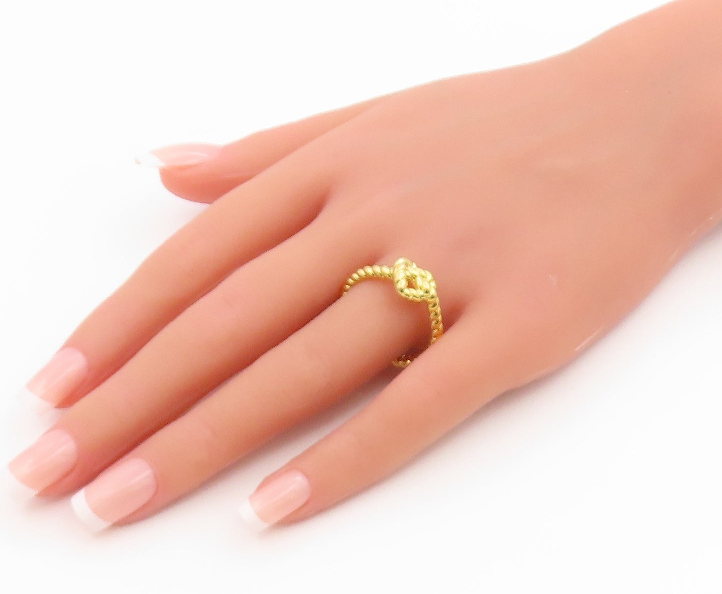 925 Sterling Silver Vintage Ring Gold Plated Love Heart Knot  Sz 10  RG35791