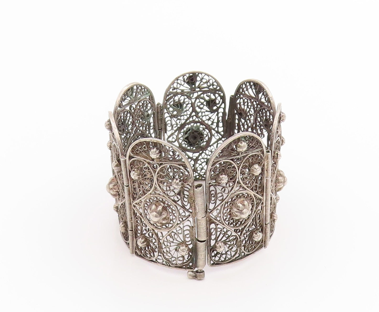 925 Sterling Silver Vintage Bracelet Antique Floral Filigree Work  BT11331