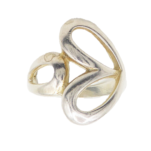 925 Sterling Silver  Vintage Shiny Open Love Heart Band Ring Sz 7  RG18448