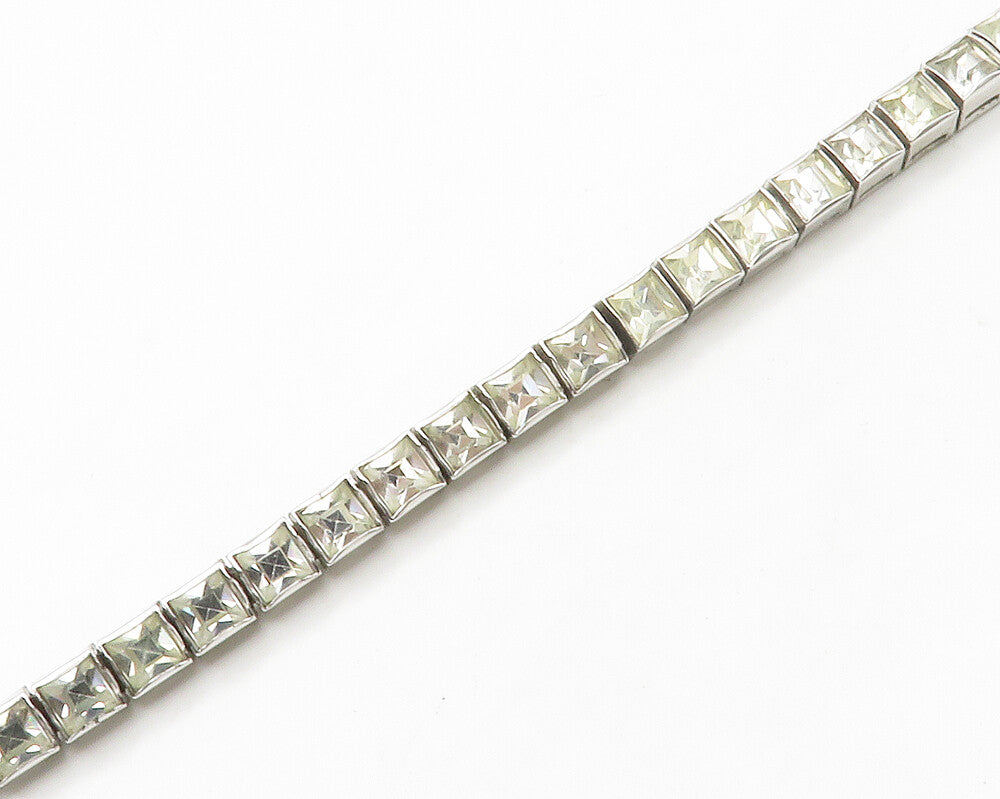 DORSON'S 925 Sterling Silver  Vintage Shiny Topaz Hinge Chain Necklace  NE2727