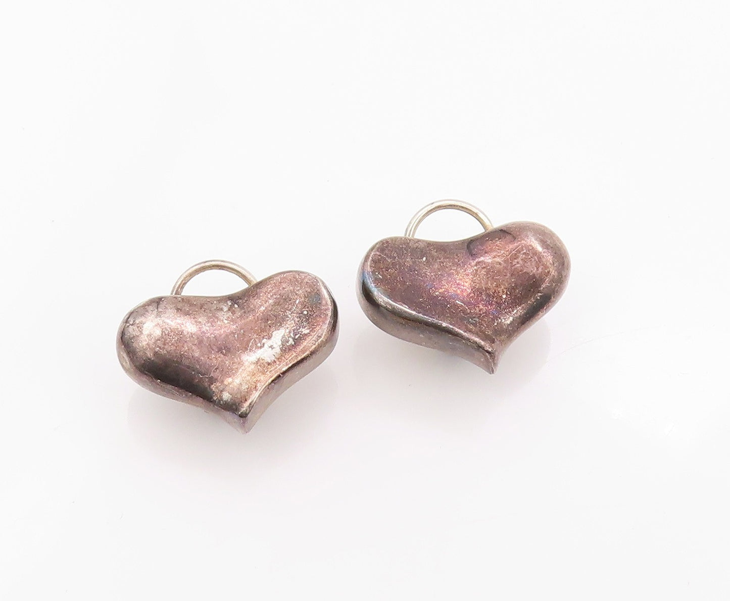 925 Sterling Silver Vintage Earrings ANGELA CUMMINGS Dark Tone Heart  EG13476
