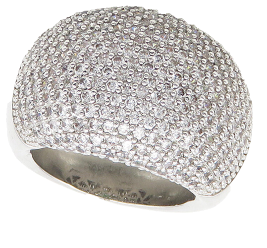 925 Sterling Silver  Vintage Cubic Zirconia Dome Cocktail Ring Sz 10  RG18698
