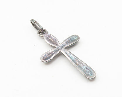 925 Sterling Silver  Vintage Dark Tone Petite Religious Cross Pendant  PT8780