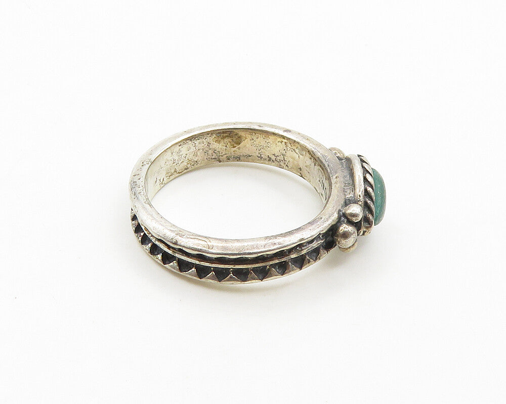 CAROLYN POLLACK 925 Silver  Vintage Tear Drop Malachite Band Ring Sz 6 RG19595