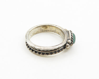 CAROLYN POLLACK 925 Silver  Vintage Tear Drop Malachite Band Ring Sz 6 RG19595