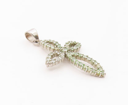 925 Sterling Silver  Vintage Topaz Open Religious Cross Pendant  PT20318