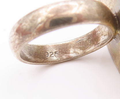 925 Sterling Silver Vintage Ring Diamond Shape Cabochon Amber  Sz 6.5  RG32981