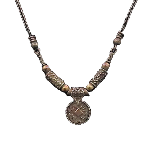 ZANFIELD 925 Silver  Vintage Swirly Carved Ancient Beaded Necklace  NE4101