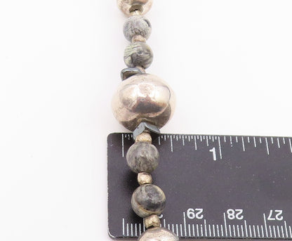 925 Sterling Silver Vintage Necklace Multi Gemstone Beaded Collar Choker  NE4925