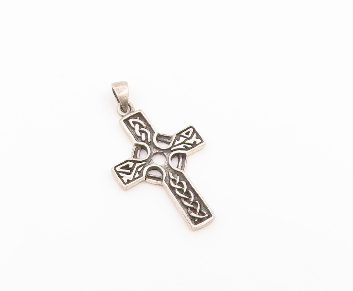 925 Sterling Silver Vintage Pendant Classic Celtic Knotwork Cross Charm  PT26582