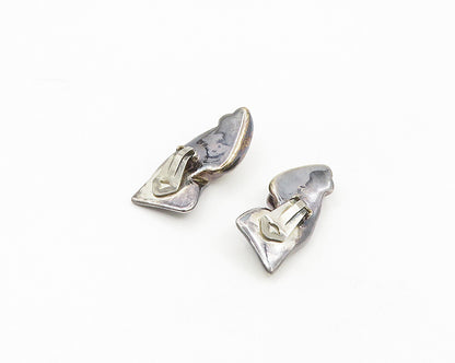 925 Sterling Silver & 14K GOLD  Vintage Two Tone Non Pierce Earrings  EG9385