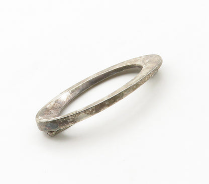 HANS HANSEN DENMARK 925 Silver  Vintage Open Oval Dark Tone Brooch Pin  BP6308