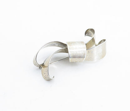 NAPIER 925 Sterling Silver  Vintage Modernist Ribbon Bow Brooch Pin  BP2664