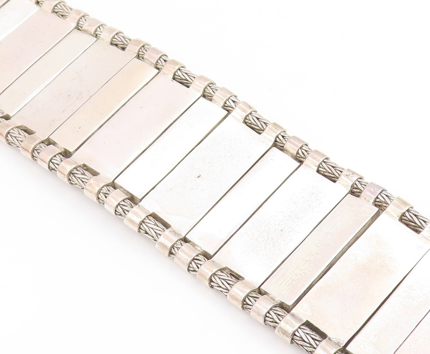 925 Sterling Silver Vintage Bracelet LOIS HILL Wide Scrollwork Panel  BT11919