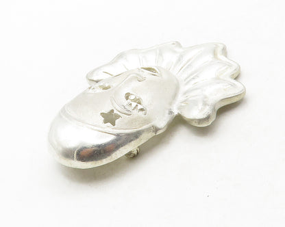MEXICO 925 Sterling Silver  Vintage Clown Face Cutout Star Brooch Pin  BP5080