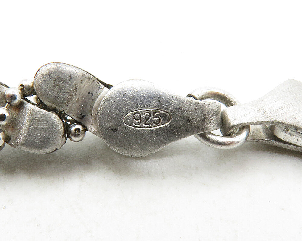 925 Sterling Silver  Vintage Dark Tone Swirl Beaded Chain Bracelet  BT4946