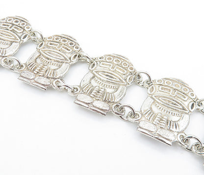 925 Sterling Silver  Vintage Traditional Statue Link Chain Bracelet  BT2239