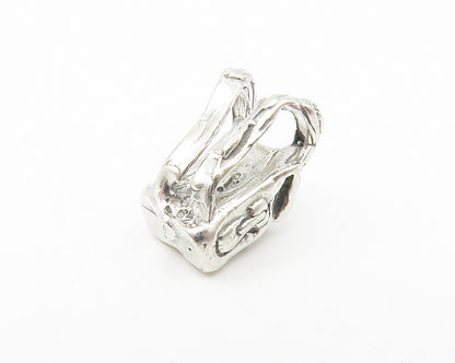 925 Sterling Silver  Vintage Petite Back Pack Motif Shiny Slide Pendant PT9060
