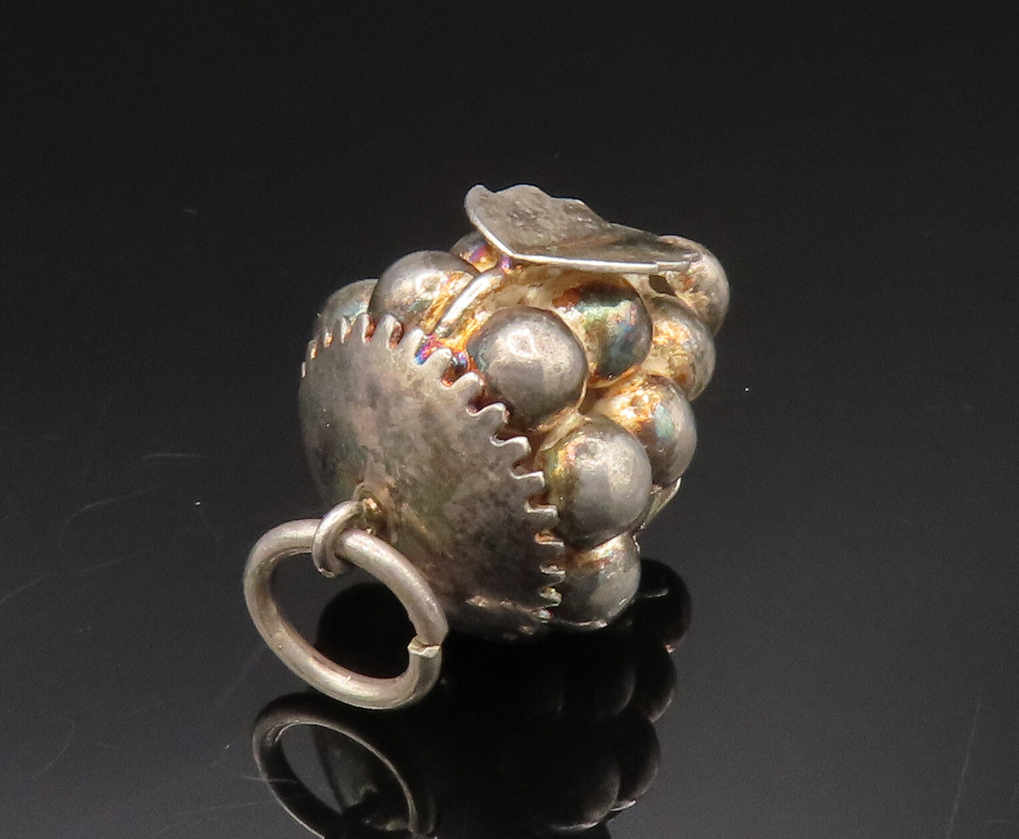 925 Sterling Silver  Vintage Hollow Grape Cluster Charm Pendant  PT20453