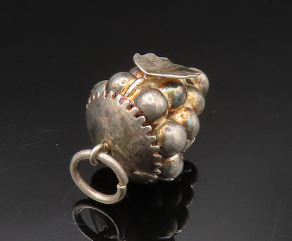 925 Sterling Silver  Vintage Hollow Grape Cluster Charm Pendant  PT20453