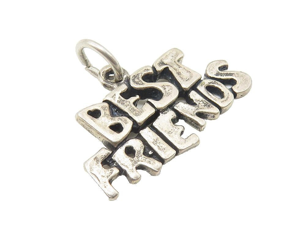 925 Sterling Silver  Vintage Petite Dark Tone Best Friends Pendant  PT8224