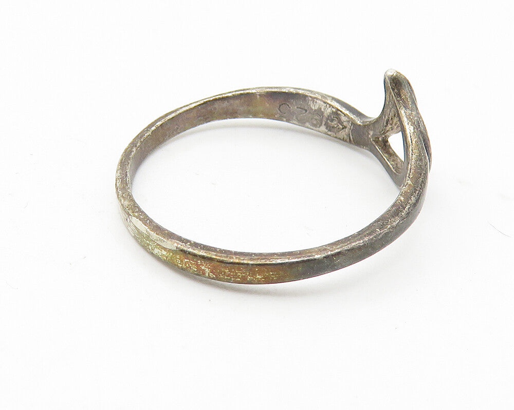 925 Sterling Silver  Vintage Petite Open Love Heart Band Ring Sz 6  RG10726