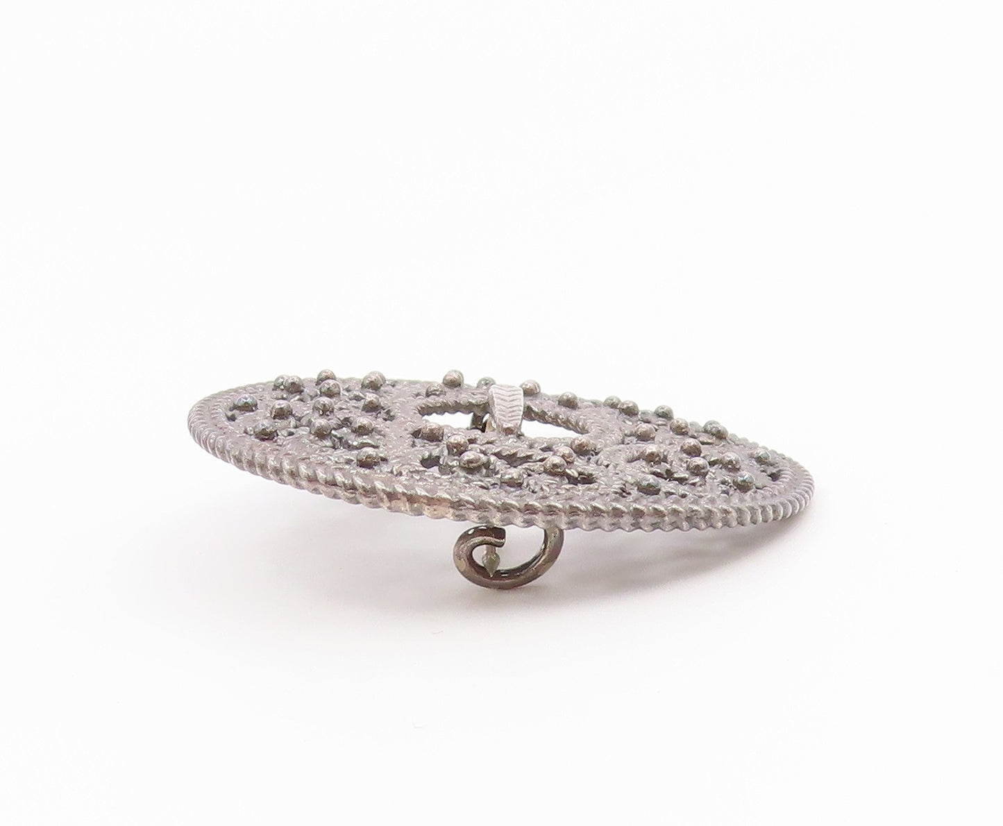 EUROPEAN 925 Silver  Vintage Braided & Beaded Pretzel Twist Brooch Pin  BP9738