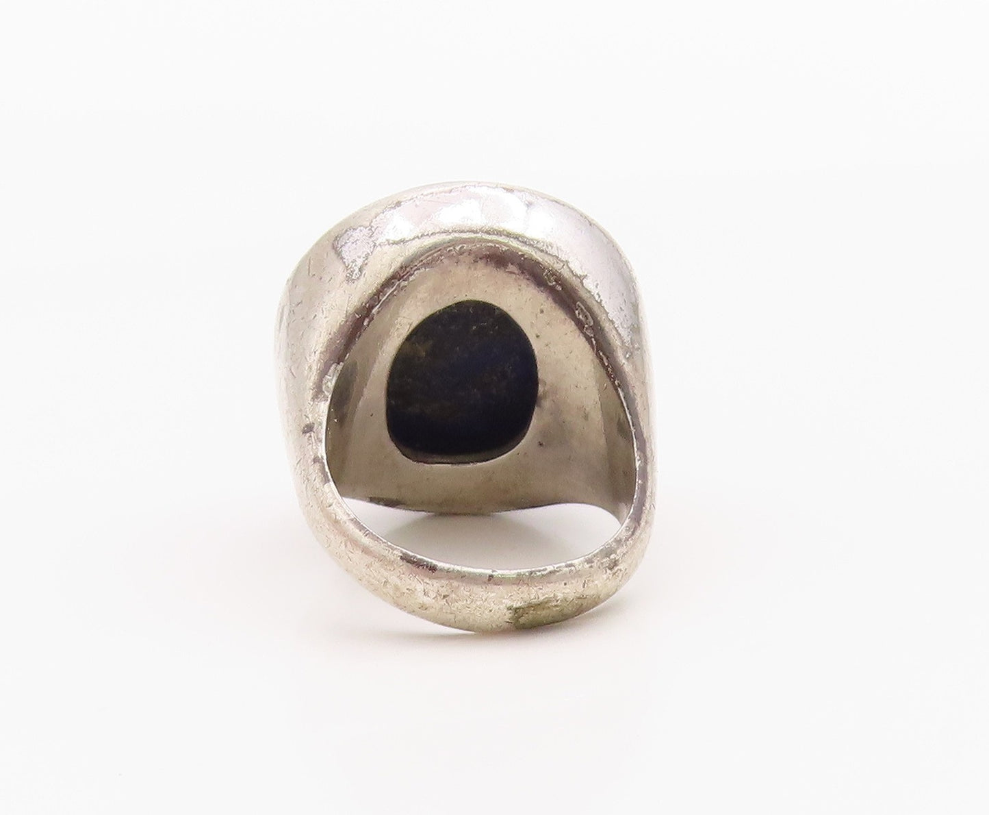 925 Sterling Silver Vintage Ring Modernist Lapis Lazuli Band  Sz 6  RG36262