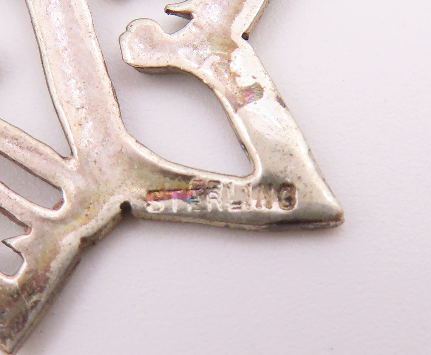 925 Sterling Silver  Vintage Shiny Diamond Cut Jesus Brooch Pin  BP8584