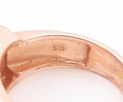 925 Sterling Silver Vintage Ring Rose Gold Plated Pink CZ Inlay  Sz 8  RG28659