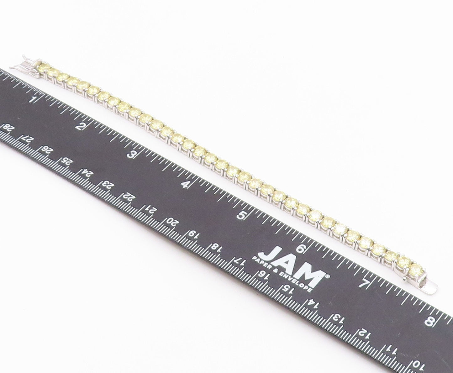 925 Sterling Silver  Vintage Yellow Cubic Zirconia Tennis Bracelet  BT8991