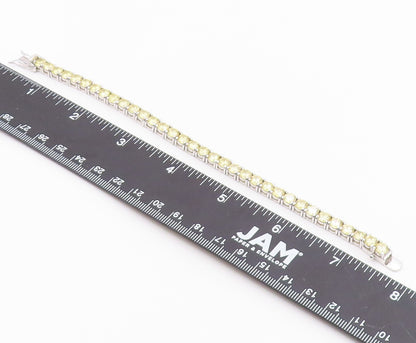 925 Sterling Silver  Vintage Yellow Cubic Zirconia Tennis Bracelet  BT8991
