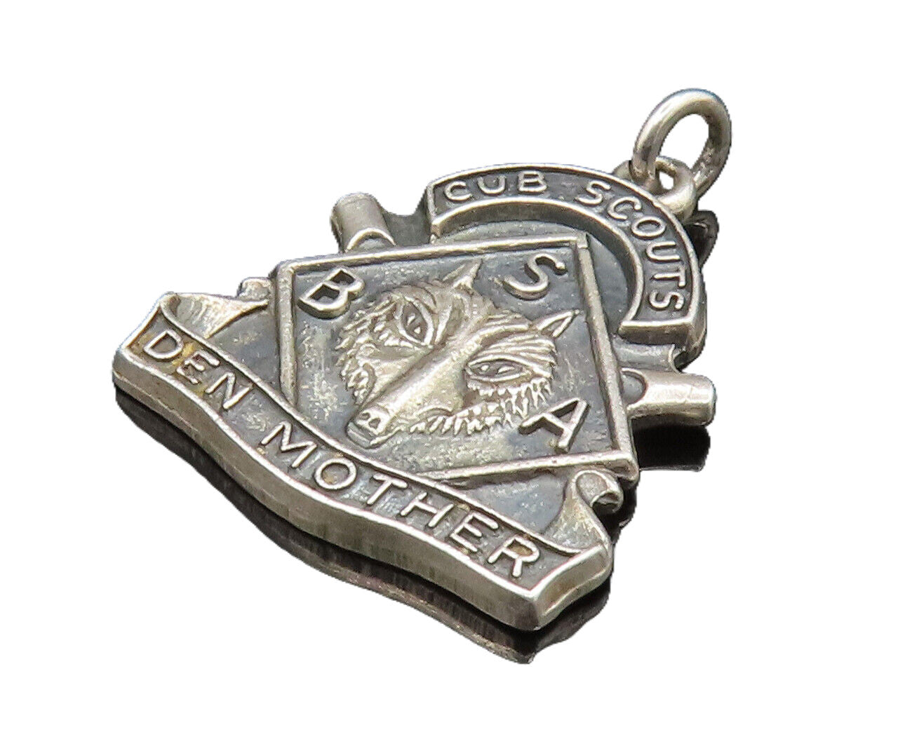 925 Sterling Silver  Vintage Cub Scouts BSA Den Mother Pendant  PT20463