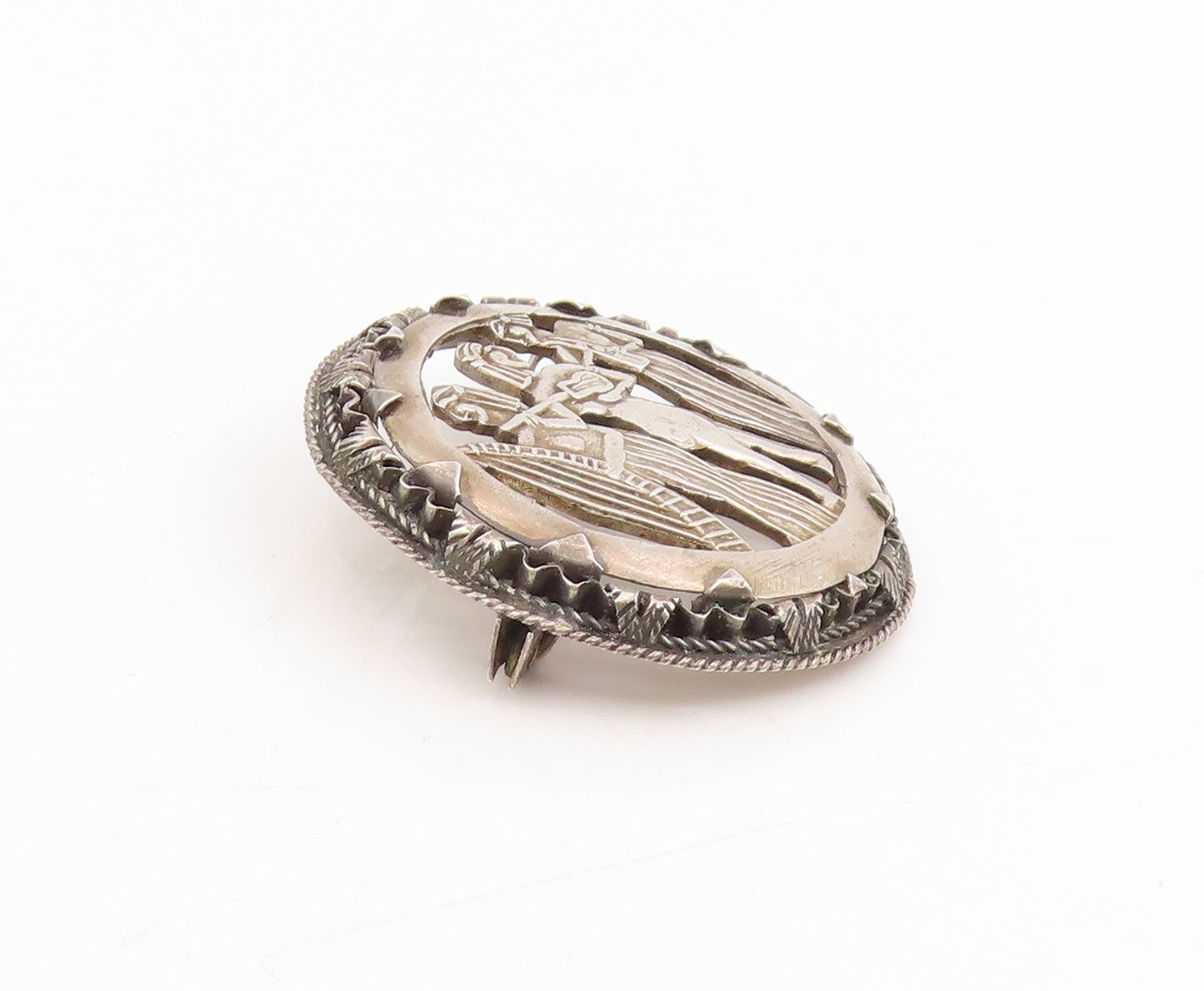 925 Sterling Silver Vintage Brooch Middle East Egyptian Musicians Pin  BP12041