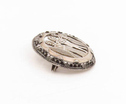 925 Sterling Silver Vintage Brooch Middle East Egyptian Musicians Pin  BP12041